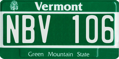 VT license plate NBV106