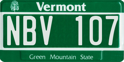 VT license plate NBV107