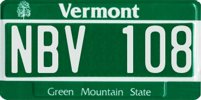 VT license plate NBV108