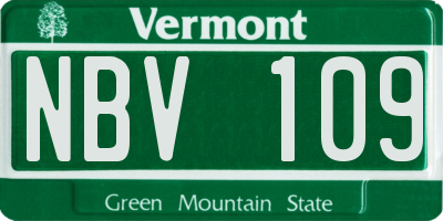VT license plate NBV109
