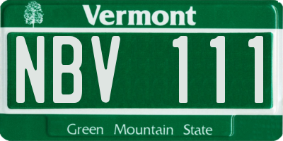 VT license plate NBV111