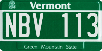 VT license plate NBV113