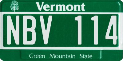 VT license plate NBV114