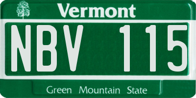 VT license plate NBV115