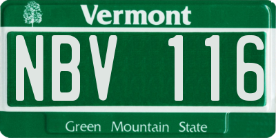 VT license plate NBV116
