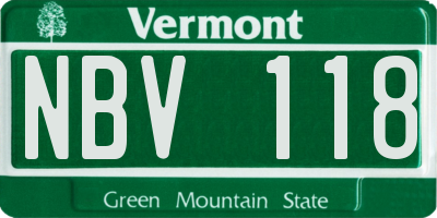 VT license plate NBV118