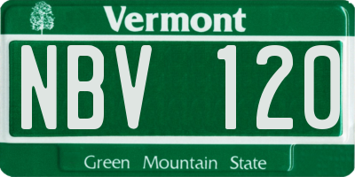 VT license plate NBV120