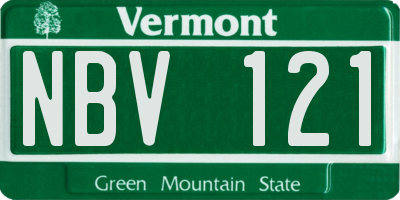 VT license plate NBV121