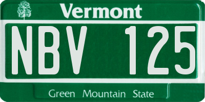 VT license plate NBV125