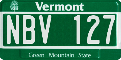 VT license plate NBV127