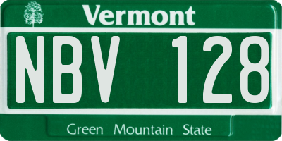 VT license plate NBV128
