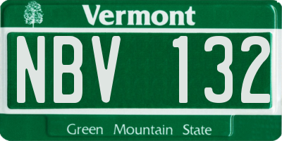 VT license plate NBV132