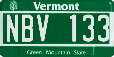VT license plate NBV133