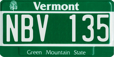 VT license plate NBV135