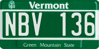 VT license plate NBV136