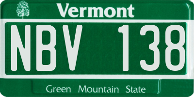 VT license plate NBV138