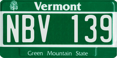 VT license plate NBV139