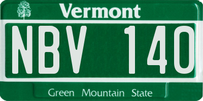 VT license plate NBV140