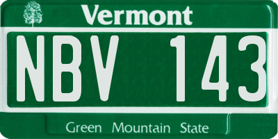 VT license plate NBV143