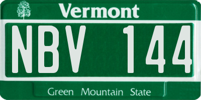VT license plate NBV144