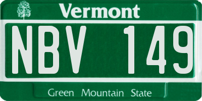 VT license plate NBV149