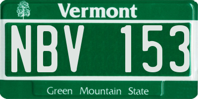 VT license plate NBV153