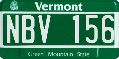 VT license plate NBV156