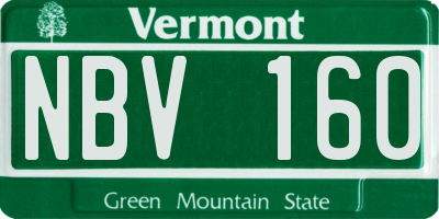 VT license plate NBV160
