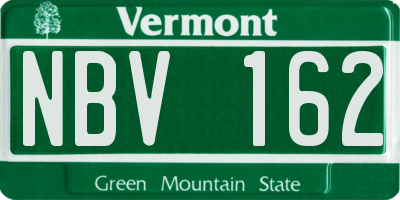 VT license plate NBV162