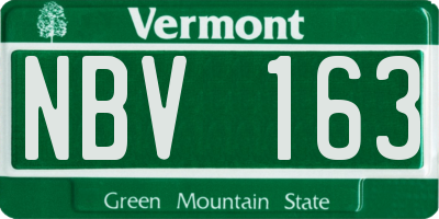 VT license plate NBV163