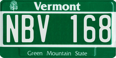VT license plate NBV168