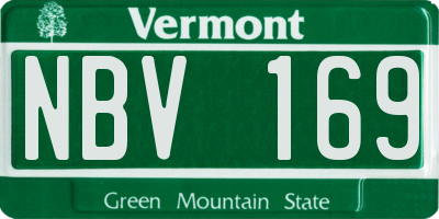 VT license plate NBV169