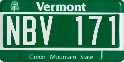 VT license plate NBV171