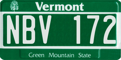 VT license plate NBV172