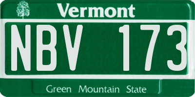 VT license plate NBV173