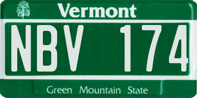 VT license plate NBV174