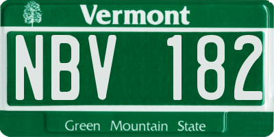 VT license plate NBV182