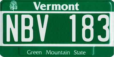 VT license plate NBV183