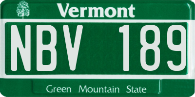 VT license plate NBV189