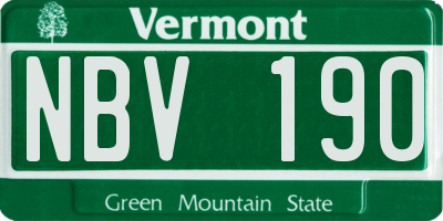 VT license plate NBV190