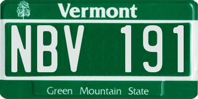 VT license plate NBV191