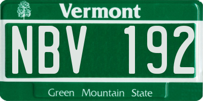 VT license plate NBV192