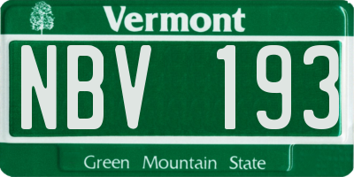 VT license plate NBV193
