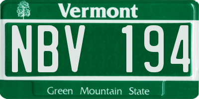 VT license plate NBV194