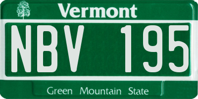 VT license plate NBV195