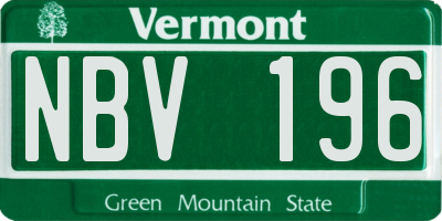 VT license plate NBV196