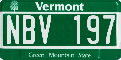 VT license plate NBV197