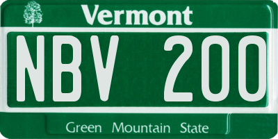VT license plate NBV200