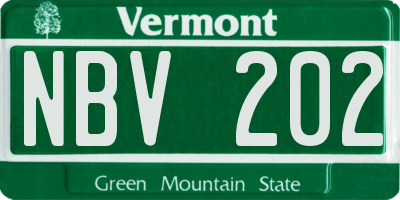VT license plate NBV202