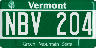 VT license plate NBV204